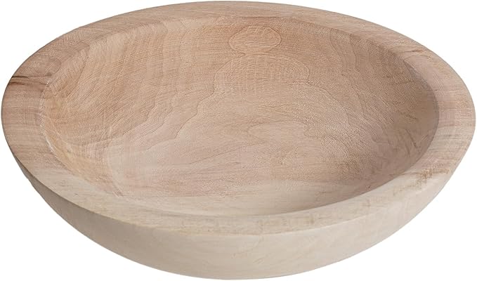 Hand Carved Wooden Decorative Bowl for Home Entryway Decor, Wood Centerpiece Bowl for Coffee Table Decor, Wood Dough Bowl for Farmhouse Decor (Natural)