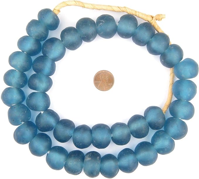Jumbo Recycled Glass Beads, 21–25mm – African Sea Glass for Wall Hangings, Coffee Table Decor, Shelf Styling, and Home Accents – (Light Blue) – The Bead Chest