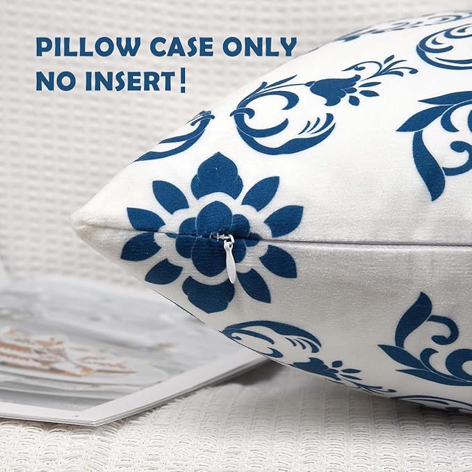 Decorative Throw Pillow Covers 20x20 Set of 4, Modern Simple Square Pillow Case Cushion Cover for Sofa Couch Farmhouse Living Room (Blue, 20"x20")