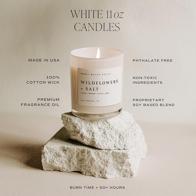 Sweet Water Decor Christmas Candle - Christmas Tree, Apple Cider, and Cinnamon, Winter Holiday Scented Soy Candles for Home - 11oz White Jar, 50+ Hour Burn Time, Made in The USA