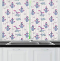 Lunarable Succulents Kitchen Curtains, Cactus with Flowers Cartoon Style Cats, Window Drapes 2 Panel Set for Kitchen Cafe Decor, 55" X 39", Ceil Blue Pale Fuchsia Pale Eggshell Dark Sea Green