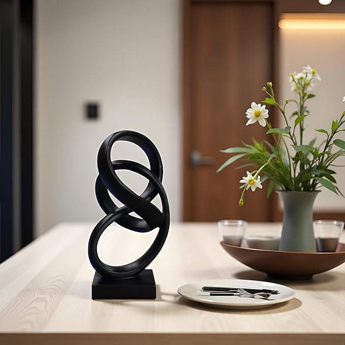 15" Modern Abstract Ribbon Decorative Sculpture, Knot Sculptures,Home Decor,Coffee Table Statues,Dining Living Room Desk Decor