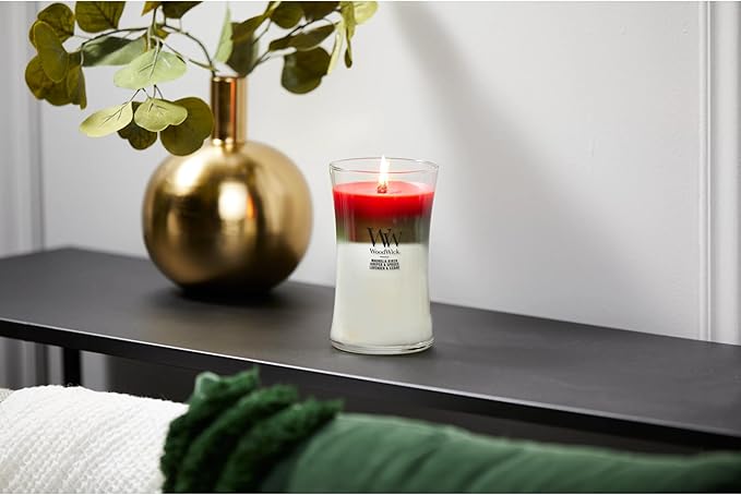 WoodWick Large Hourglass Candle Winter Garland - Premium Soy Blend Wax Pluswick Innovation Wood Wick Made in USA | Holiday Gifts for All