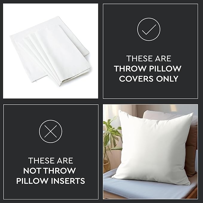 Encasa XO Throw Pillow Covers 18x18 in Set of 4 Deep Red | No Inserts | Cotton Pillow Covers for Living Room, Bed, Sofa, Couch | Decorative Cushion Covers with Improved Zipper