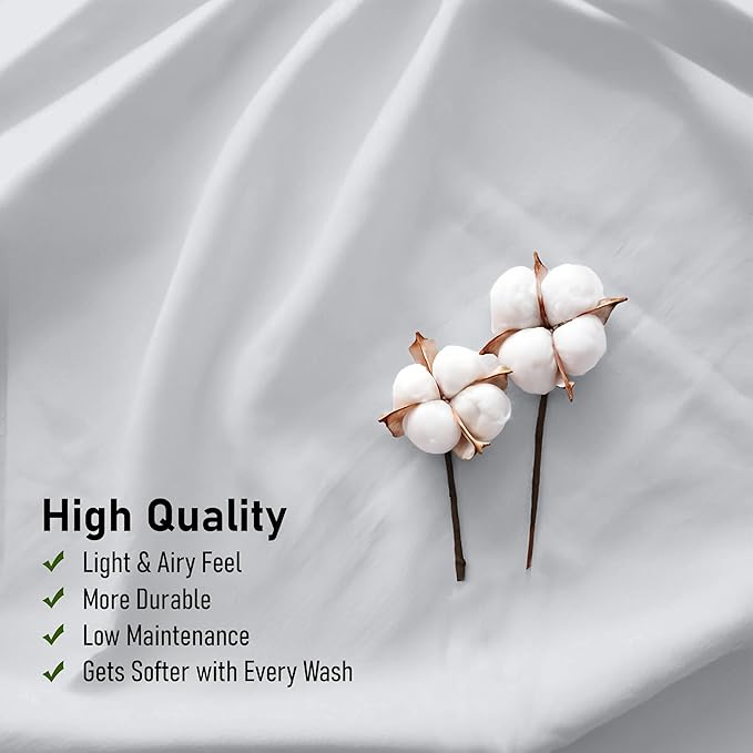 RUVANTI 100% Cotton California King Sheet Sets, 4 Pieces, Soft & Breathable Percale Weave Bedding, Deep Pocket 14", Hotel Standard, Crisp Cool Feel & Durable, Perfect Dyed Sheets, Quiet Gray