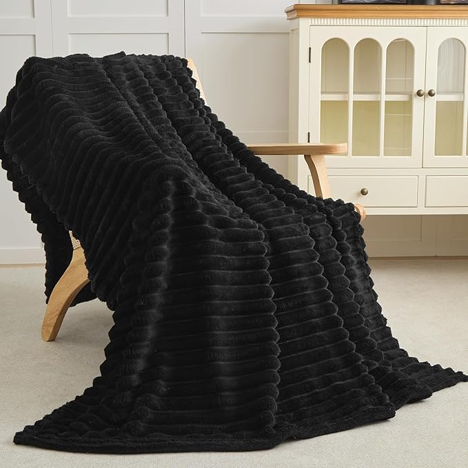 Twin Fleece Blanket for Couch - Super Soft Cozy Throw Blankets for Women,3D Striped Lightweight Blanket for Girls,All Seasons Flannel Blanket，Bed Home Decor，60x80 Inches