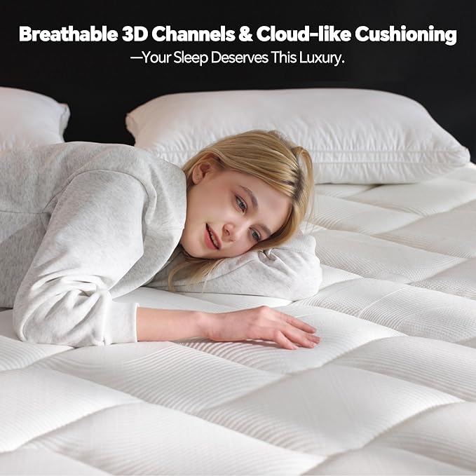 King Size Mattress 12 Inch, Pocket Spring & Memory Foam Hybrid Mattress with Breathable Knitting Fabric