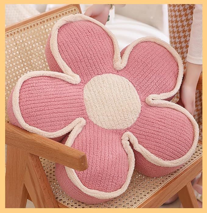 Sexysamba Flower Shaped Floor Seat Pillows Cushions 19.7" x 5.9", Cute Aesthetic Daisy Flower Decorative Throw Pillows Preppy Floor Seating Cushion for Girls Bedroom Room Sofa Chair Decor,Yellow