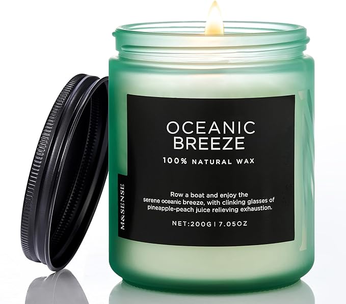 M&SENSE Candle Oceanic Breeze Scented Candle, Long Lasting Pineapple & Mango Scented Natural Soy Wax Candles 7.05oz 50 Hours Burn for Home Scented, Stress Relief Gifts for Women/Men