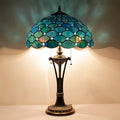Tiffany Table Lamp Sea Blue Pearl Stained Glass Desk Lamp 16X16X24 Inches Reading Light