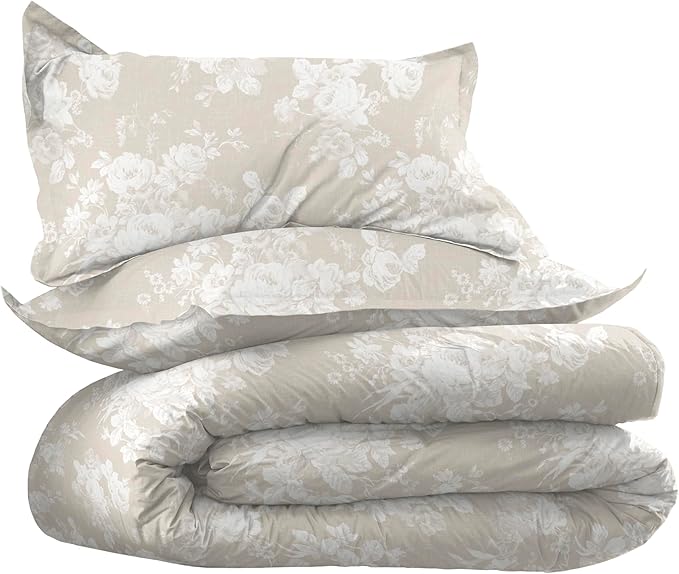 Martex EcoPure Comfort Wash 2-Piece Print Twin Comforter Set – 100% Organic Cotton - All-Season - Breathable & Lightweight – Easy Care – Sienna