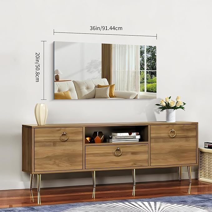 Frameless Mirror, 20x36 Inch Bathroom Mirrors for Wall, Rectangle Bathroom Vanity Mirrors with Polished Edge, Hangs Horizontally or Vertically for Bathroom, Bedroom and Living Room