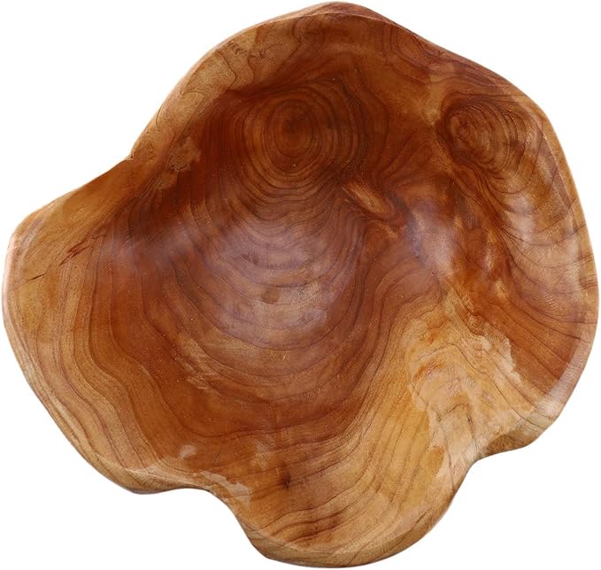 Wood Salad Bowl - Decorative Handmade Natural Wooden Irregular Serving Bowl for Fruits, Salads, Candy and Snack (8" - 10" diameter)