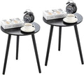 Apicizon Round Side Table Set of 2, Black Nightstand Coffee End Table for Living Room, Bedroom, Small Spaces, Morden Side Table Home Decor Bedside with Wood Legs, 16.5 x 20.5 Inches