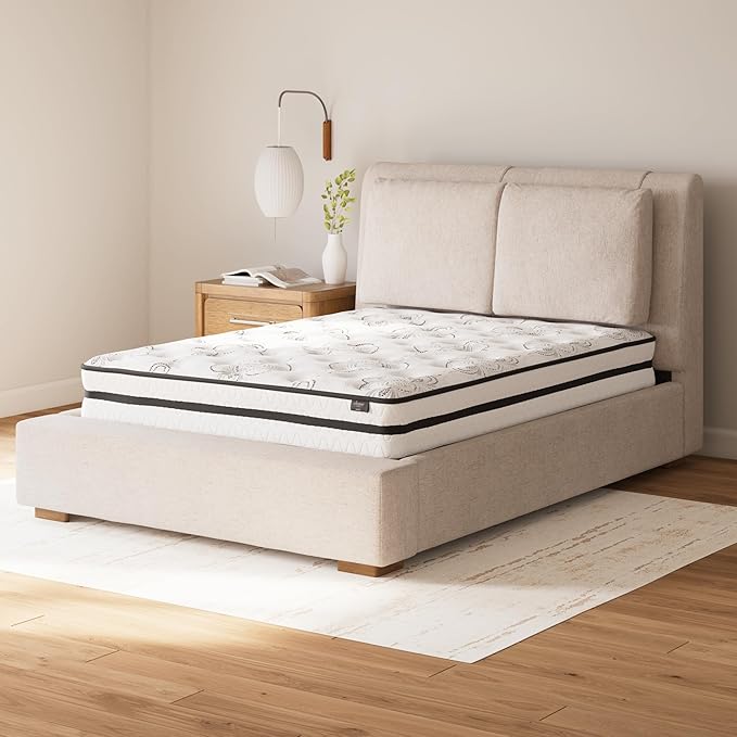 Signature Design by Ashley Full Size Chime 10 Inch Medium Firm Hybrid Mattress with Cooling Gel Memory Foam for Pressure Relief, Fiberglass Free, Mattress In A Box