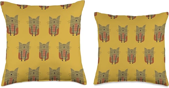 Cute Scandinavian Animals Designs Scandinavian Cat Boho Pattern Throw Pillow, 16x16, Multicolor