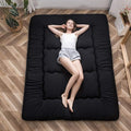 MAXYOYO Japanese Floor Mattress Futon Mattress, 4" Thicken Tatami Mat Sleeping Pad Foldable Roll Up Mat Boys Girls Dormitory Pad Kids Floor Lounger Pillow Bed, Black, Full