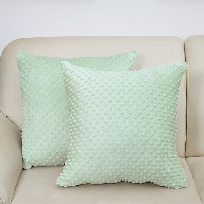 2 Packs Throw Pillow Covers, Neutral Decorative Couch Pillow Cover for Living Room Bed Sofa Rustic Farmhouse Boho Home Decor, Soft Plush Cushion Case Slipcover (Green, 20"x 20")