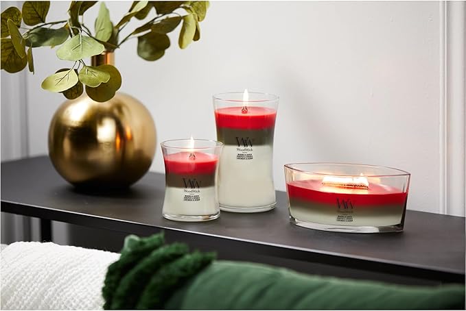 WoodWick Large Hourglass Candle Winter Garland - Premium Soy Blend Wax Pluswick Innovation Wood Wick Made in USA | Holiday Gifts for All