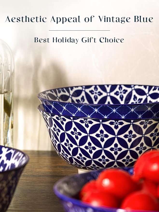 DOWAN Cereal Bowls Set of 6, Ceramic Soup Bowls 23 OZ, 6 Inch Small Dessert Bowls for Fruit, Snack, Ice Cream, Microwave Safe Bowls for Kitchen Decor and Housewarming Gift, Dishwasher