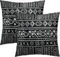Black Tribal Throw Pillow Covers - Boho Aztec Pillow Covers 18x18 Stripe Ethnic Pillow Cases Set of 2 African Cushion Covers for Chair Couch Home Outdoor