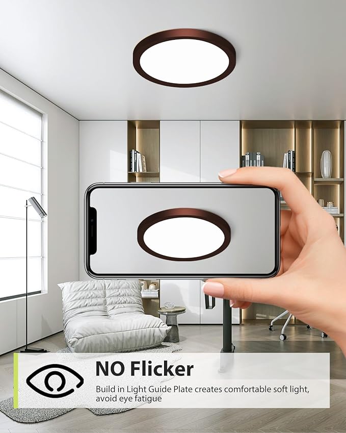 hepside 4PACK Flush Mount LED Ceiling Light Fixture Oil Rubbed Bronze, 12Inch 28W, Dimmable 3000K-4500K-6000K 3 Color Ceiling Lamp 3200LM Low Profile Ceiling Light for Kitchen Bedroom Hallway