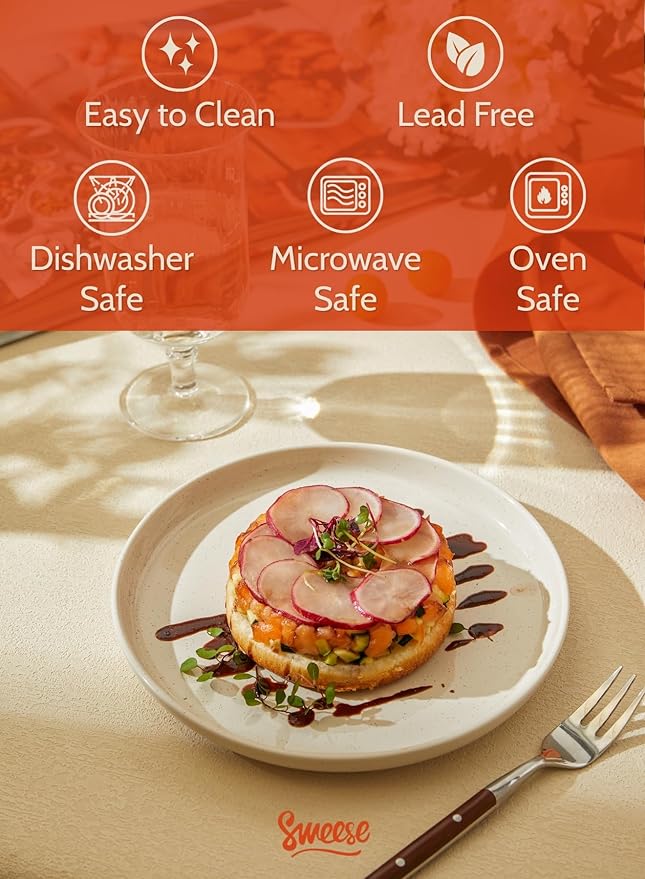 Porcelain Dessert Plates 7.4 Inch Set of 6 - Dove Gray Salad Plates, Dishwasher Microwave Safe, Smooth Glaze