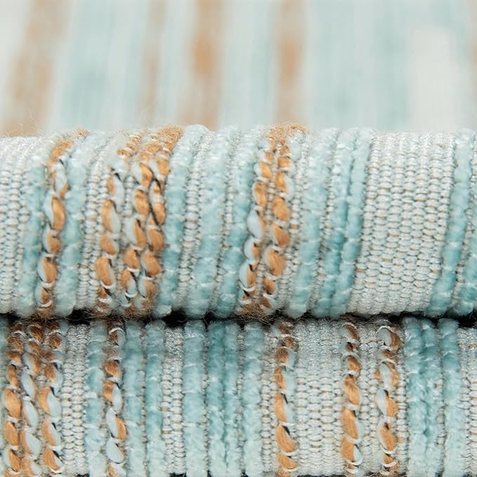 Yeiotsy Pillow Cases Blue, Pack of 2, Decorative Throw Pillow Covers Striped Bohemia Couch Cushion Covers for Sofa Home Decor (Light Blue, 18 X 18 Inches)
