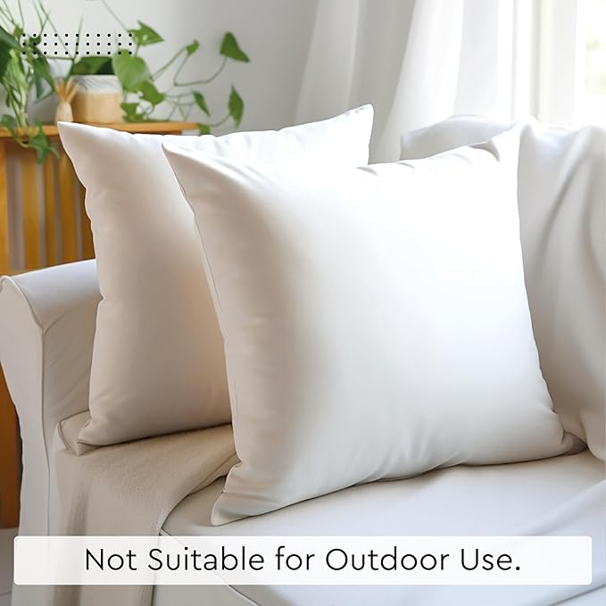 Encasa XO Throw Pillow Covers 20x20 in Set of 2 White | No Inserts | Cotton Pillow Covers for Living Room, Bed, Sofa, Couch | Decorative Cushion Covers with Improved Zippers