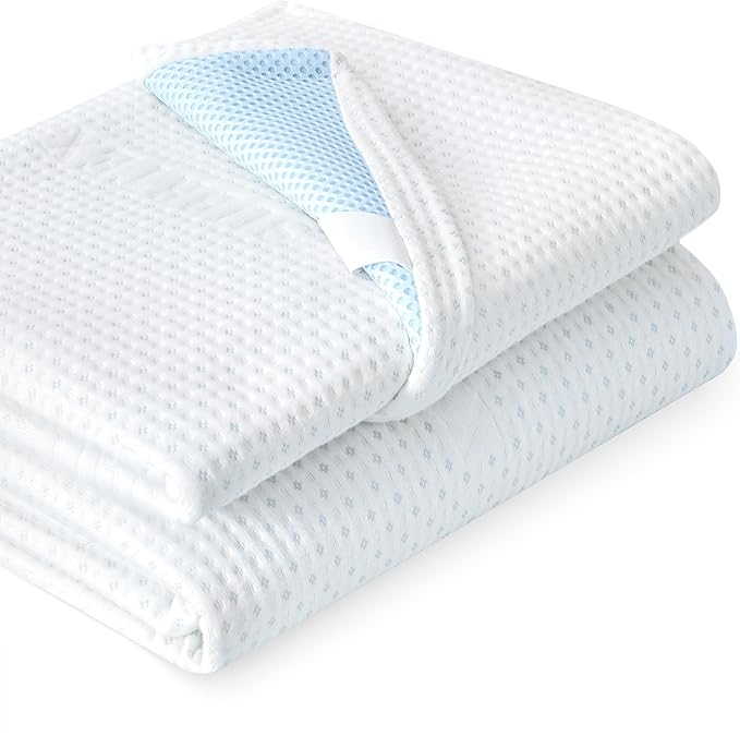 Subrtex 3 Inch Mattress Topper Cover (Only Cover) Mattress Topper Protector Bedding Rayon Made from Bamboo Removable Mattress Encasement with Zippers, Twin