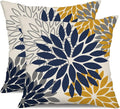 DFXSZ Blue Yellow Flower Pillow Covers 16x16 Inch Set of 2 Outdoor Throw Pillows Outdoor Waterproof Decor for Living Room Sofa Patio Funiture Garden Floral Polyester Pillow Covers 002Z16