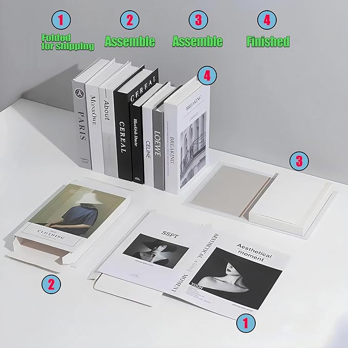 EFH 6 Pcs Faux Fashion Books for Home Decoration - Modern Aesthetic Living Room, Entryway, Coffee Table, and Shelf Decor (No.3 Set)