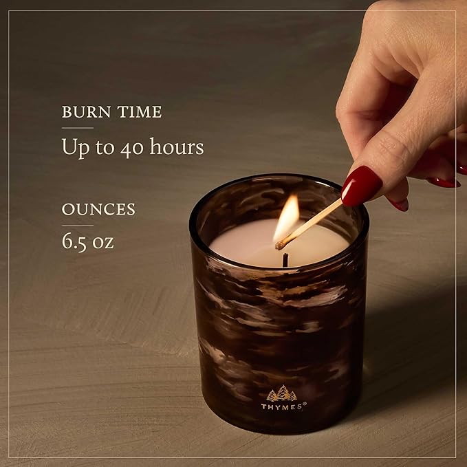 Thymes Noir Woods Scented Candles for Home Decor – Notes of Fresh Evergreen, Smoky Wood & Golden Amber – Luxury Home Fragrance Gifts for Women & Men – Burns Up to 40 Hrs (Boxed Votive Candle, 6.5 oz)