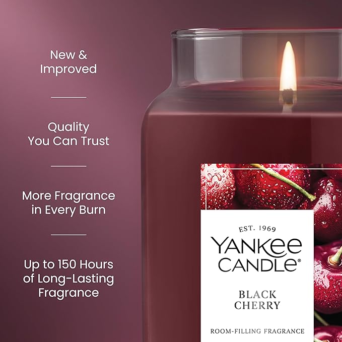 Yankee Candle Black Cherry Scented Candle, 22oz Large Jar with up to 150 Hour Burn Time, Giftable