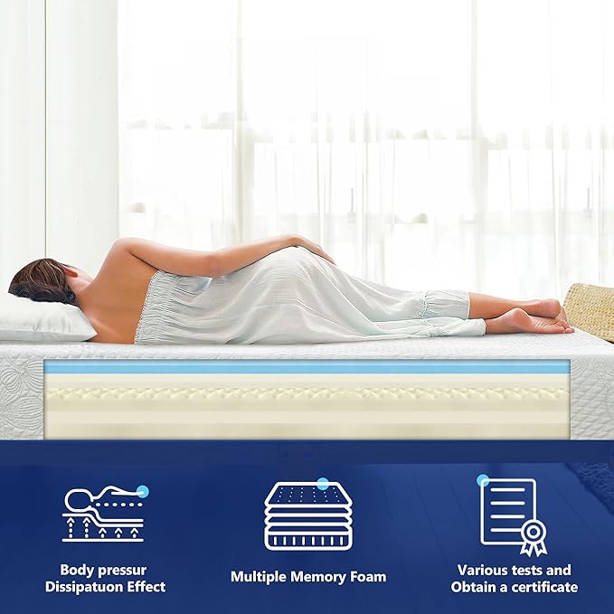 Olee Sleep Full Mattress, 8 Inch Gel Memory Foam Mattress, Gel Infused for Comfort and Pressure Relief, CertiPUR-US Certified, Bed-in-a-Box, Medium Firm, Full Size