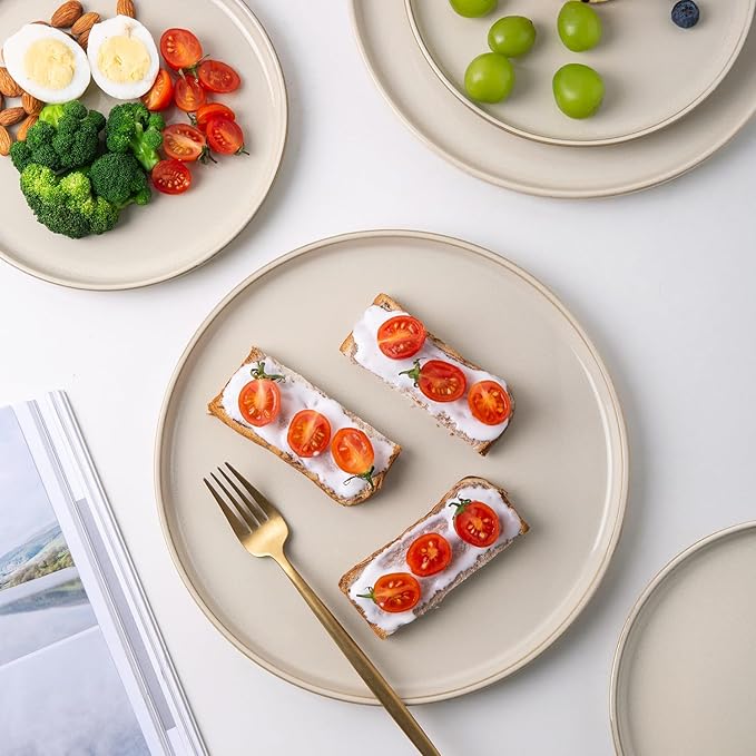 AmorArc Stoneware Dinnerware Sets,Round Reactive Glaze Ceramic Plates and Bowls Sets,Highly Scratch Resistant | Dishwasher & Microwave Safe,Service for 8 Dishes Set (24pc)
