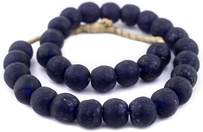 Jumbo Recycled Glass Beads, 21–25mm – African Sea Glass for Wall Hangings, Coffee Table Decor, Shelf Styling, and Home Accents – (Cobalt Blue) – The Bead Chest