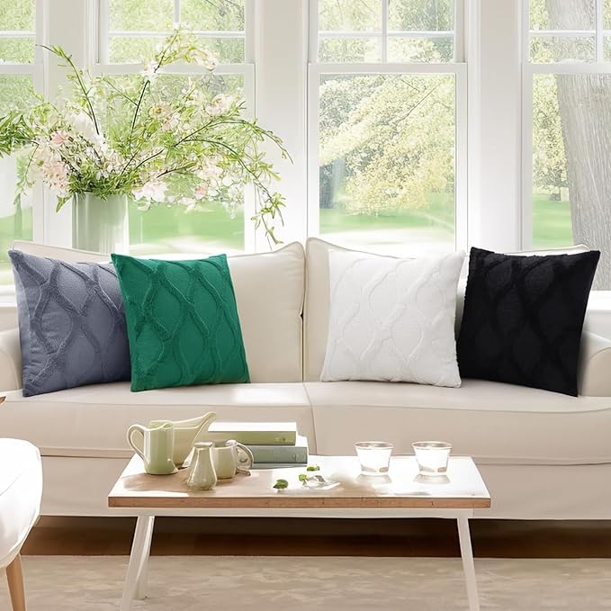 decorUhome Christmas Throw Pillow Covers 12x20 Inch Set of 2, Soft Plush Faux Fur Wool Lumbar Green Couch Pillow Covers, Decorative Neutral Pillow Cases for Bed Sofa Living Room Home Decor