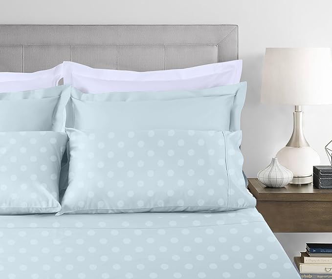 Threadmill Cotton Twin XL Sheet Set | 100% Cotton Sheets for Twin XL Size Bed | Damask Jacquard Sateen Twin XL Bed Sheets Set with 16” Deep Pocket | Soft Breathable 3 pc Cooling Sheet Set | Light Blue