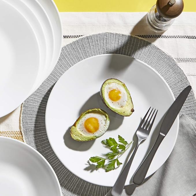 Corelle Vitrelle 6-Piece Salad Plates Set Triple Layer Glass and Chip Resistant, 8-1/2-Inch Lightweight Round Plates, Winter Frost White