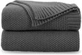 CozeCube Dark Grey Throw Blanket for Couch, Soft Cozy Cable Knit Throw for Bed Sofa Living Room, Lightweight Warm Decorative Farmhouse Christmas Blanket, 50"x60", Charcoal Grey