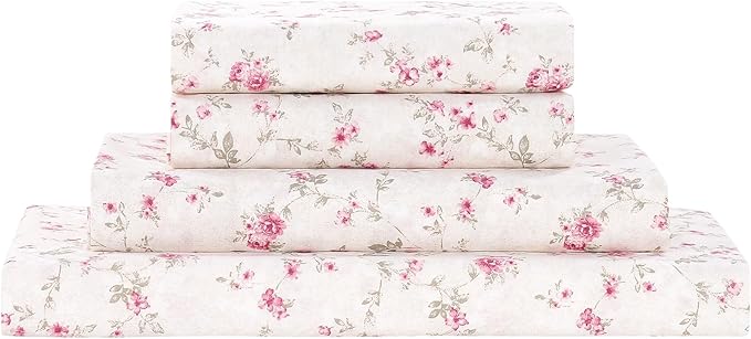 Modern Threads 4-Piece Ultra Soft Microfiber Bed Sheets Set, Wrinkle Free Sheets with Deep Pockets Fitted Sheet, Flat Sheet & Pillowcases, Lightweight Breathable Bedding, Floral Rose, Full