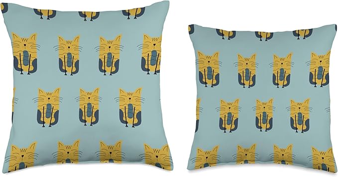 Cute Scandinavian Animals Designs Scandinavian Cat Boho Pattern Throw Pillow, 16x16, Multicolor