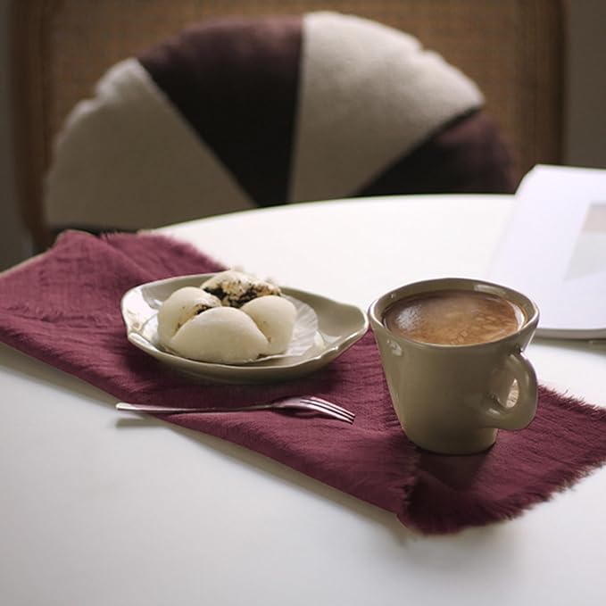 Handmade Cloth Napkins 100% Cotton Napkins with Fringe，Delicate Handmade Cloth Napkins for Dinners, Parties, Weddings and More，18 x 18 Inch Set of 12 - Burgundy