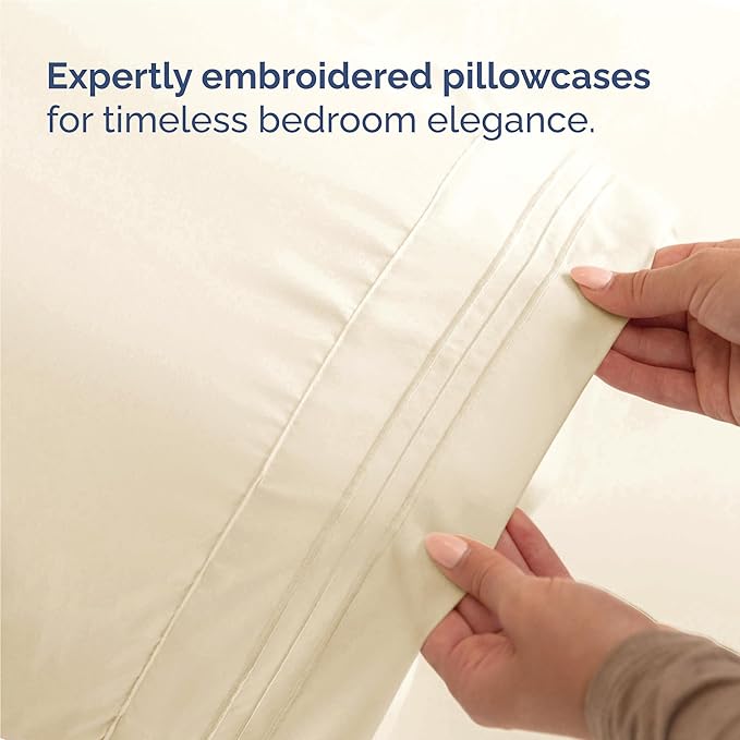 Twin XL Size 3 Piece Sheet Set - Comfy Breathable & Cooling Bed Sheets Set - Hotel Luxury Bedding for Women, Men, Kids, Teens, Boys & Girls - Deep Pockets, Soft, Wrinkle Free - Oeko-Tex - Off White