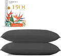 Carressa Linen 100% Egyptian Cotton Pillow Cases King Size Set of 2 - Luxury 1500 Thread Count Sateen Dark Grey Pillow Covers, Soft & Breathable 5 Star Hotel-Quality Pillowcases, Fits King Pillows