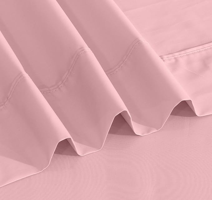 RUVANTI 100% Cotton Twin Sheets Set, 3 Pieces, Soft & Breathable Percale Weave Bedding, Deep Pocket 16", Hotel Standard, Crisp Cool Feel, Durable, Perfect Dyed Bed Sheet, Bridal Rose