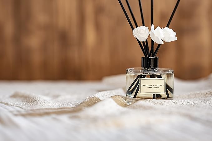CULTURE & NATURE Reed Diffuser Set 6.7oz (200ml) Mango Mandarin Scented Diffuser with Sticks Home Fragrance Reed Diffuser for Bathroom Shelf Decor