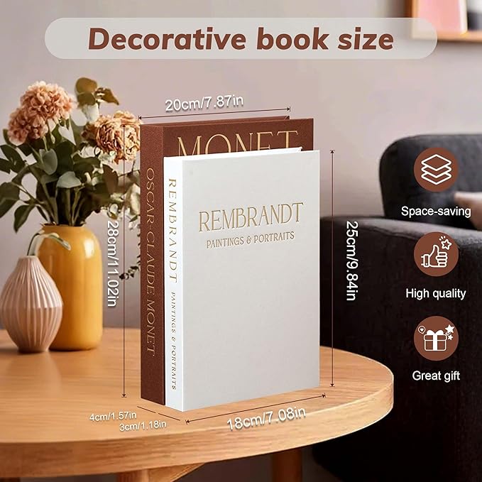 Decorative Books for Home Decor Set of 2 Fake Book for Decoration Coffee Table Books Decors Book Shelf Home Decor Aesthetic Decorative Boxes for Decors Storage for Living Room Office Mantlse