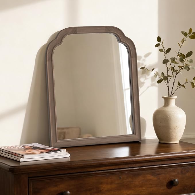HOMECOOKIN Wood Bathroom Mirrors for Wall Mounted, 16" x 20" Rustic Wood Frame Wall Mirrors Decorative for Living Room or Bedroom Vanity Mirror (WN) B